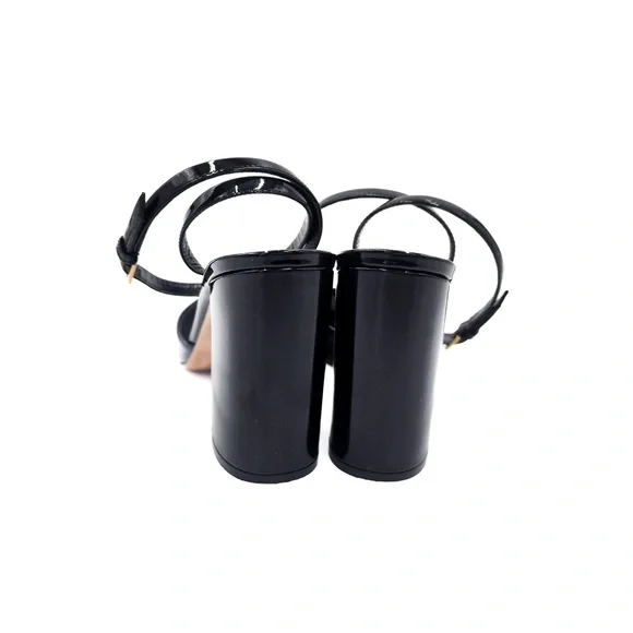 Valentino Garavani Black Patent Leather Ankle Strap Chunky Heel Pumps EU 38 - Picture 7 of 9